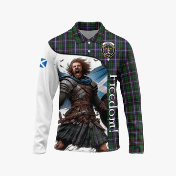 Russell Crest Tartan Long Sleeve Polo Shirt Inspired by the Freedom of Scottish Warrior