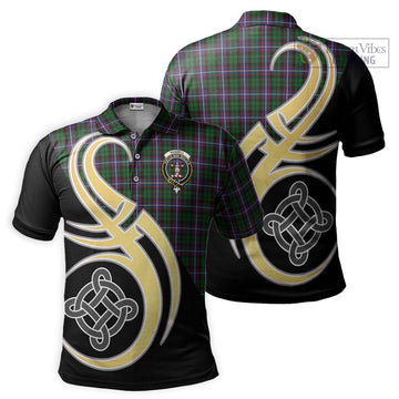 Russell Tartan Polo Shirt with Family Crest and Celtic Symbol Style