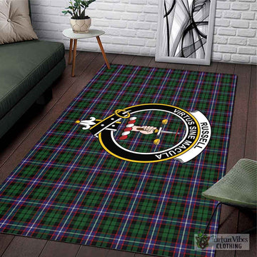 Russell Tartan Area Rug with Family Crest