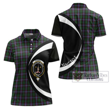 Russell Tartan Women's Polo Shirt with Family Crest Circle Style