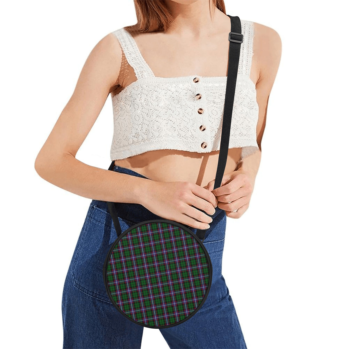 Russell Tartan Round Satchel Bags One Size 9*9*2.7 inch - Tartan Vibes Clothing