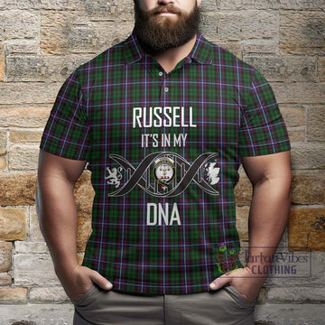 Russell Tartan Polo Shirt with Family Crest DNA In Me Style