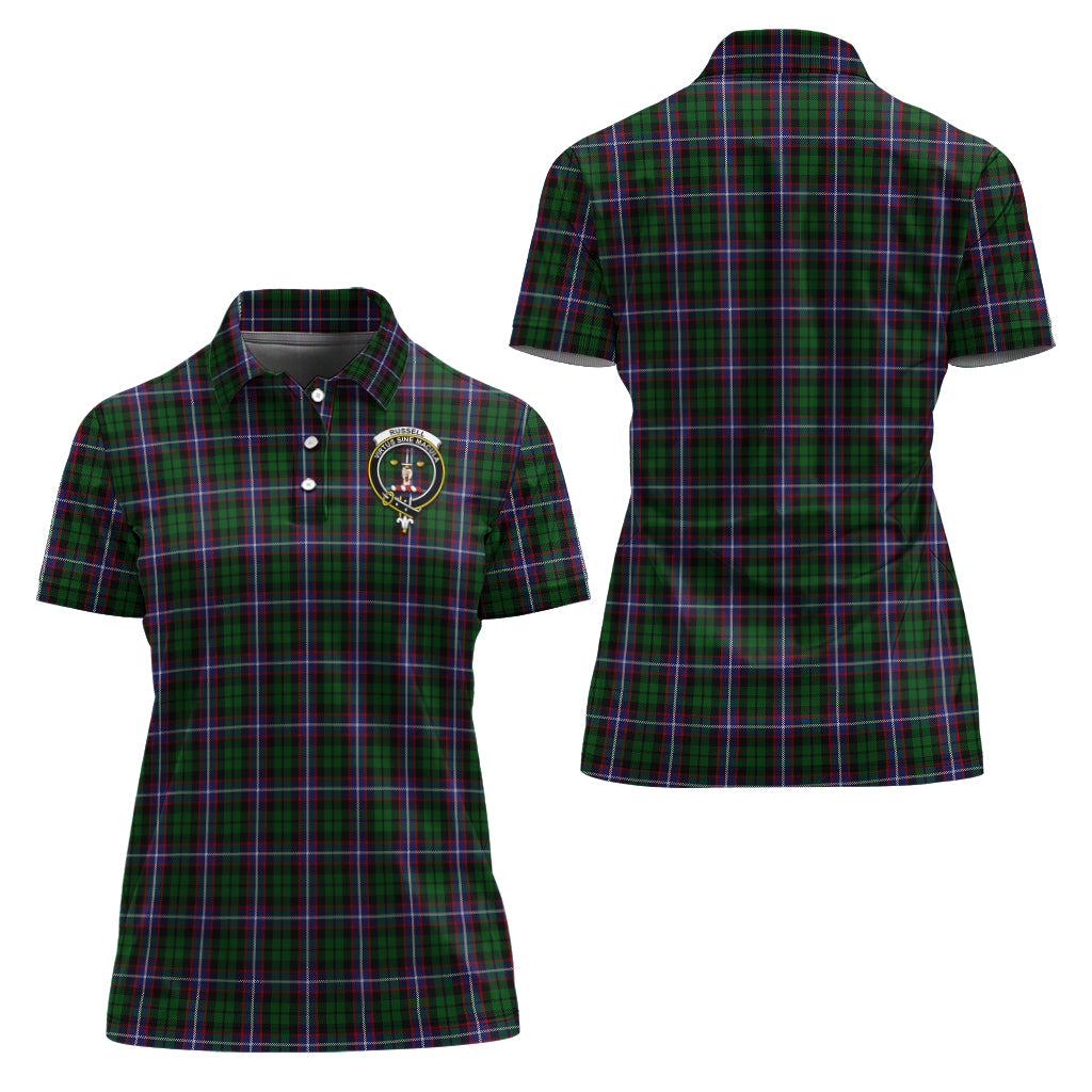 Russell Tartan Polo Shirt with Family Crest For Women Women - Tartan Vibes Clothing