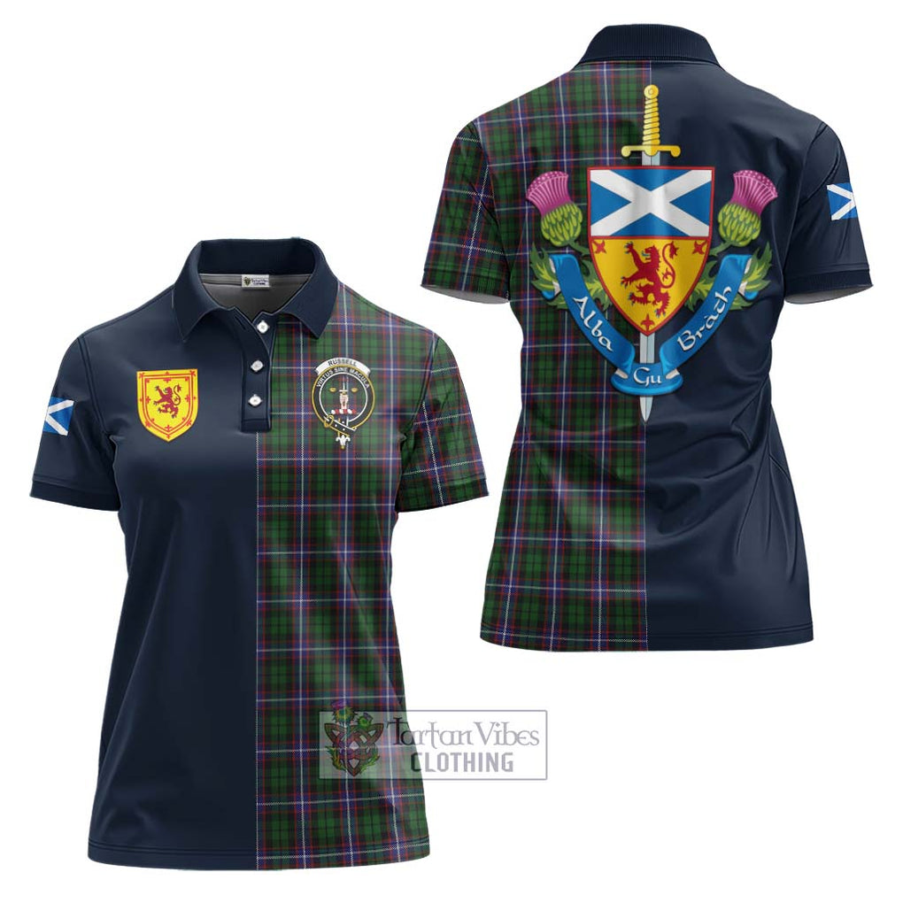 Tartan Vibes Clothing Russell Tartan Women's Polo Shirt with Scottish Lion Royal Arm Half Style