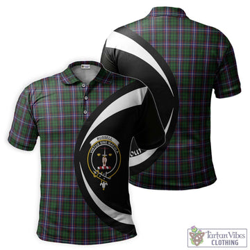 Russell Tartan Men's Polo Shirt with Family Crest Circle Style