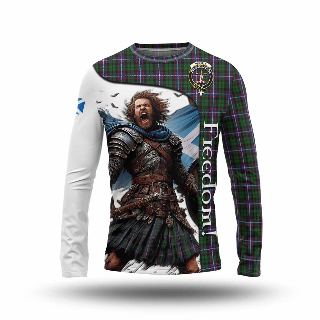 Tartan Vibes Clothing Russell Crest Tartan Long Sleeve T-Shirt Inspired by the Freedom of Scottish Warrior