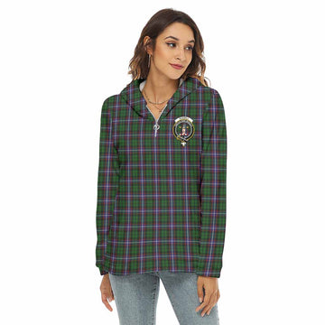 Russell Tartan Crest Women's Borg  Half Zip Fleece Hoodie