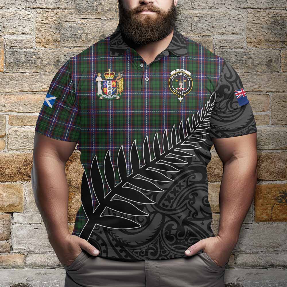 Russell Crest Tartan Polo Shirt with New Zealand Silver Fern Half Style