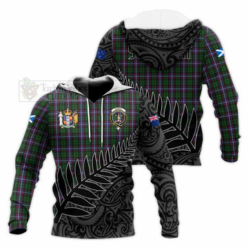 Russell Crest Tartan Knitted Hoodie with New Zealand Silver Fern Half Style