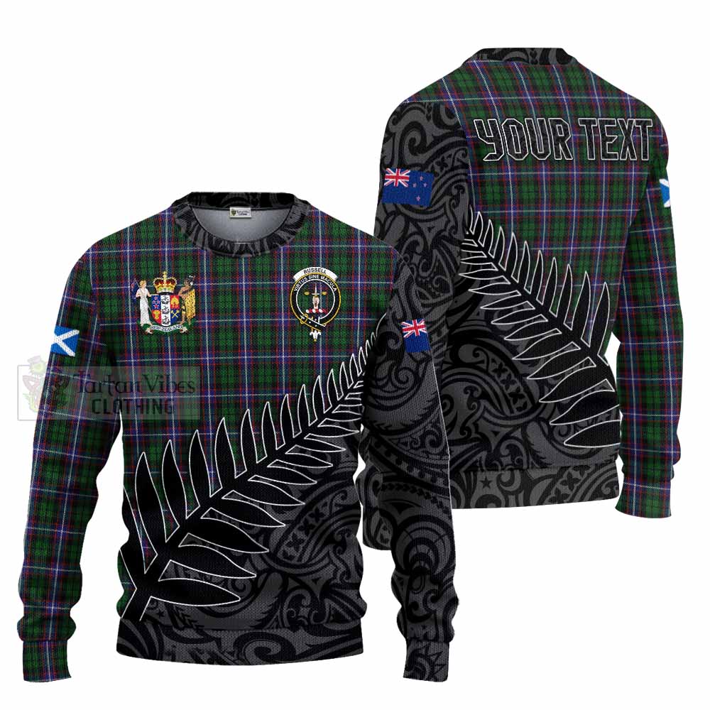 Tartan Vibes Clothing Russell Crest Tartan Knitted Sweater with New Zealand Silver Fern Half Style