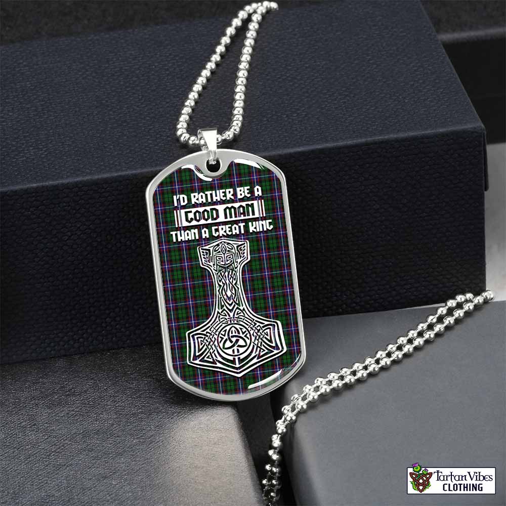 Tartan Vibes Clothing Russell Tartan Dog Tag Necklace Viking Mjolnir Style