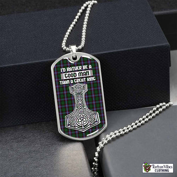 Russell Tartan Dog Tag Necklace Viking Mjolnir Style