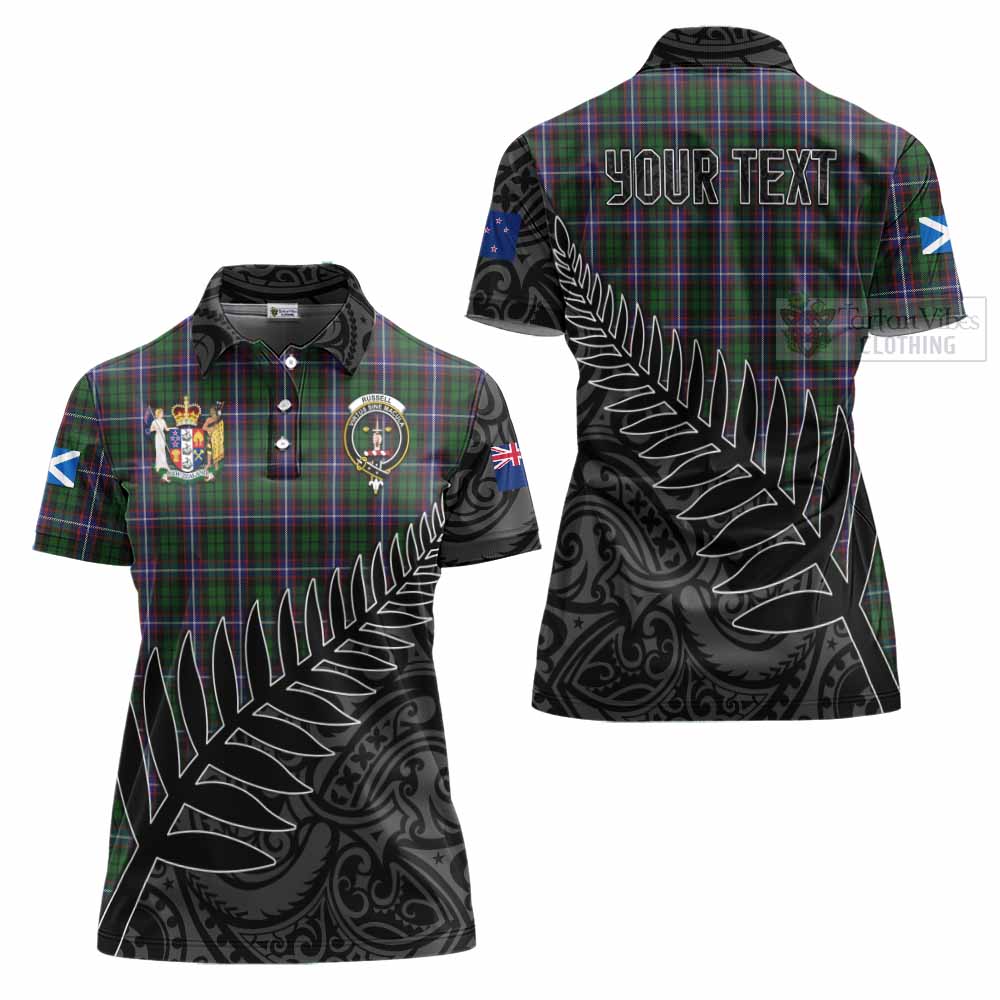 Tartan Vibes Clothing Russell Crest Tartan Women's Polo Shirt with New Zealand Silver Fern Half Style