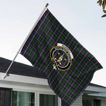 Russell Tartan House Flag with Family Crest