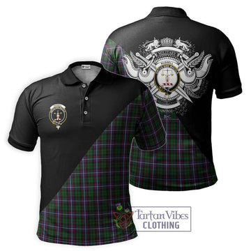 Russell Tartan Polo Shirt with Family Crest and Military Logo Style