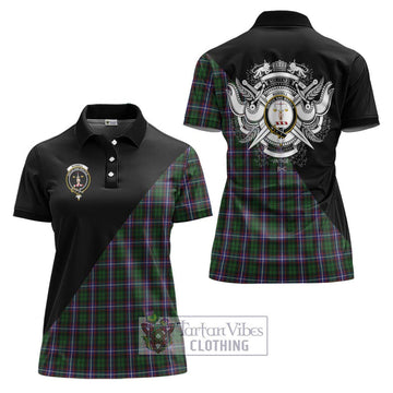 Russell Tartan Women's Polo Shirt with Family Crest and Military Logo Style