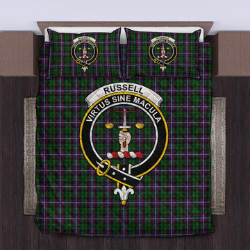 Russell Tartan Quilt Bed Set with Family Crest