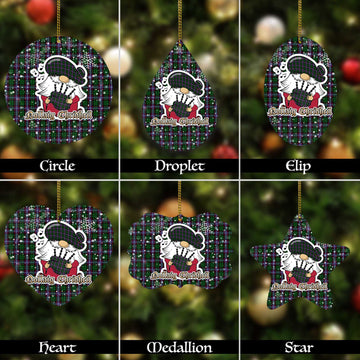 Russell Tartan Christmas Ornaments with Scottish Gnome Playing Bagpipes