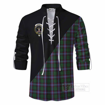 Russell Tartan Ghillie Kilt Shirt with Family Crest and Military Logo Style