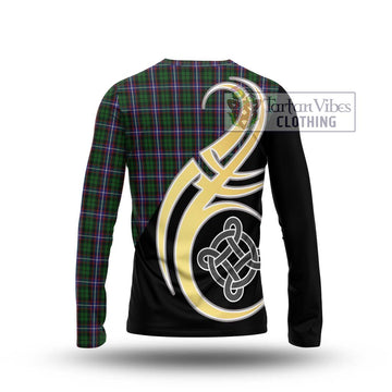 Russell Tartan Long Sleeve T-Shirt with Family Crest and Celtic Symbol Style - Tartan Vibes Clothing