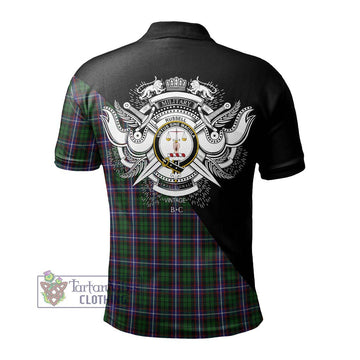 Russell Tartan Polo Shirt with Family Crest and Military Logo Style