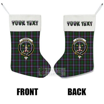 Russell Tartan Family Crest Christmas Stocking with Personalized Text - Tartan Vibes Clothing