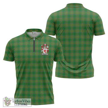 Russell Irish Clan Tartan Zipper Polo Shirt with Coat of Arms