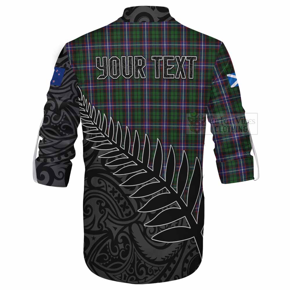 Tartan Vibes Clothing Russell Crest Tartan Ghillie Kilt Shirt with New Zealand Silver Fern Half Style