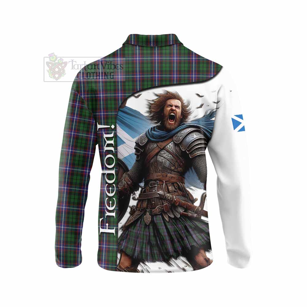 Tartan Vibes Clothing Russell Crest Tartan Long Sleeve Polo Shirt Inspired by the Freedom of Scottish Warrior