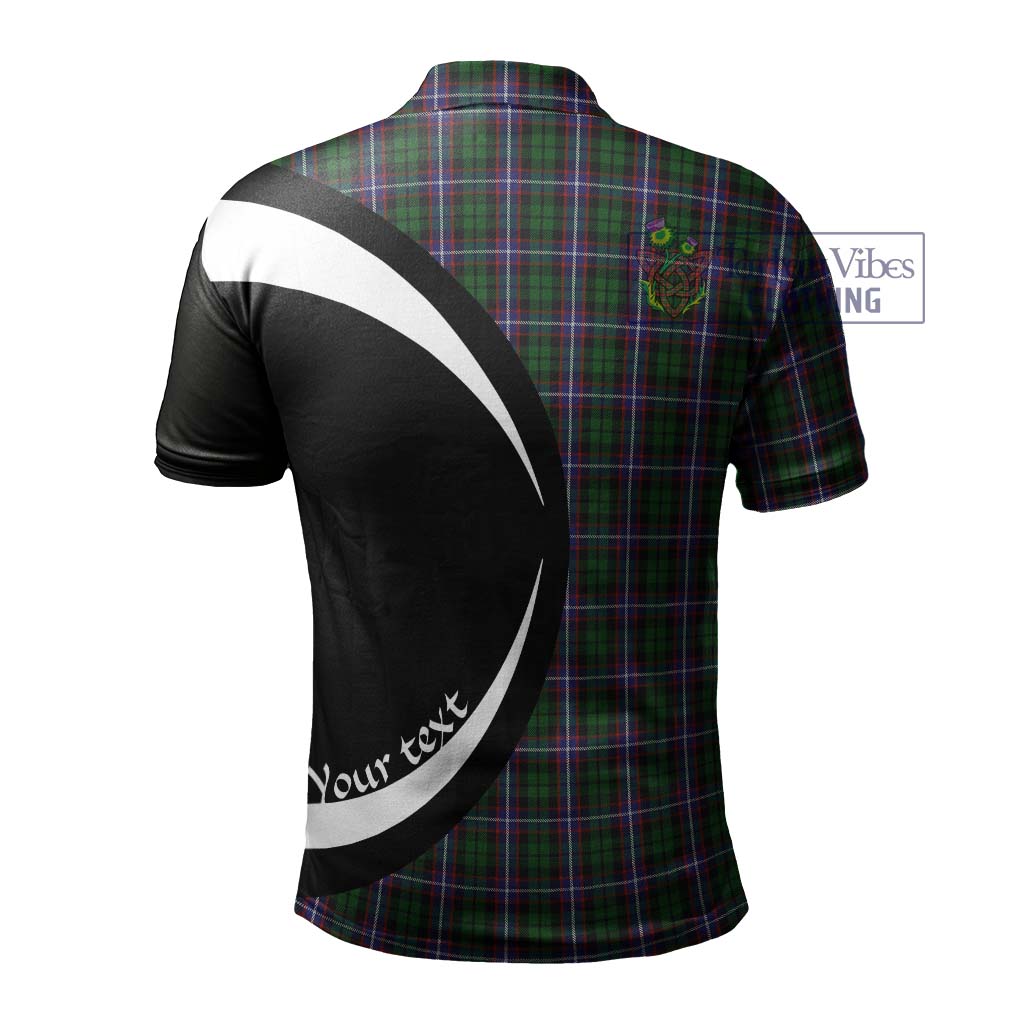 Russell Tartan Men's Polo Shirt with Family Crest Circle Style - Tartan Vibes Clothing