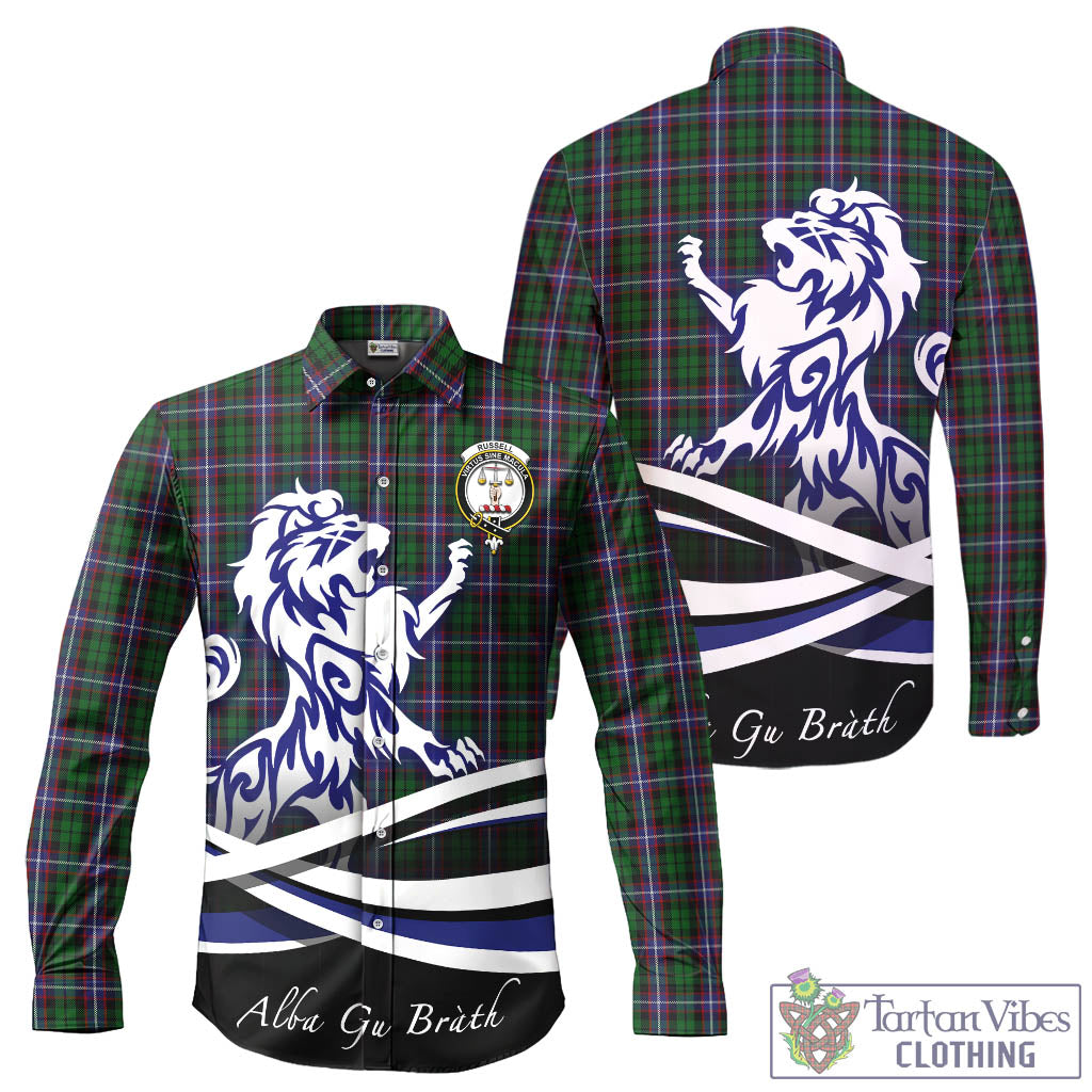 russell-tartan-long-sleeve-button-up-shirt-with-alba-gu-brath-regal-lion-emblem