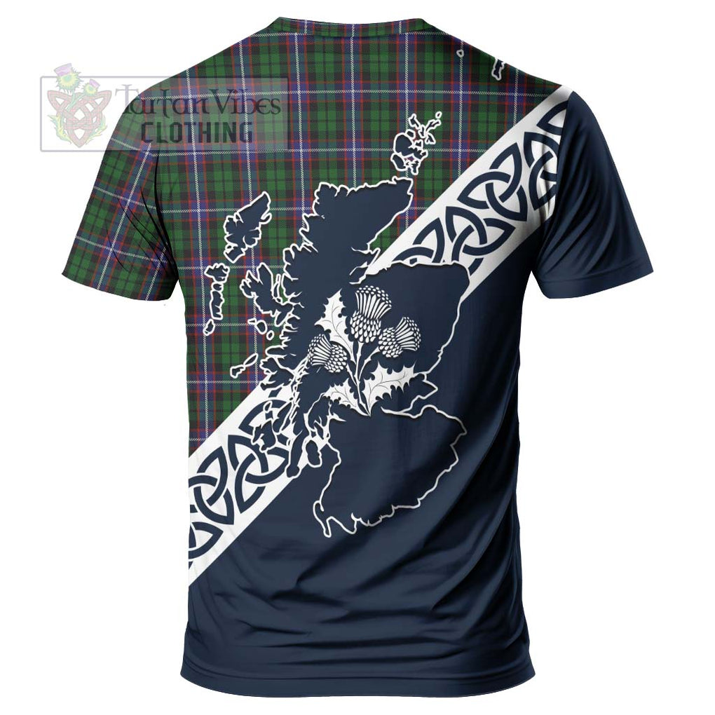 Russell Tartan T-Shirt Featuring Thistle and Scotland Map