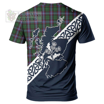 Russell Tartan T-Shirt Featuring Thistle and Scotland Map