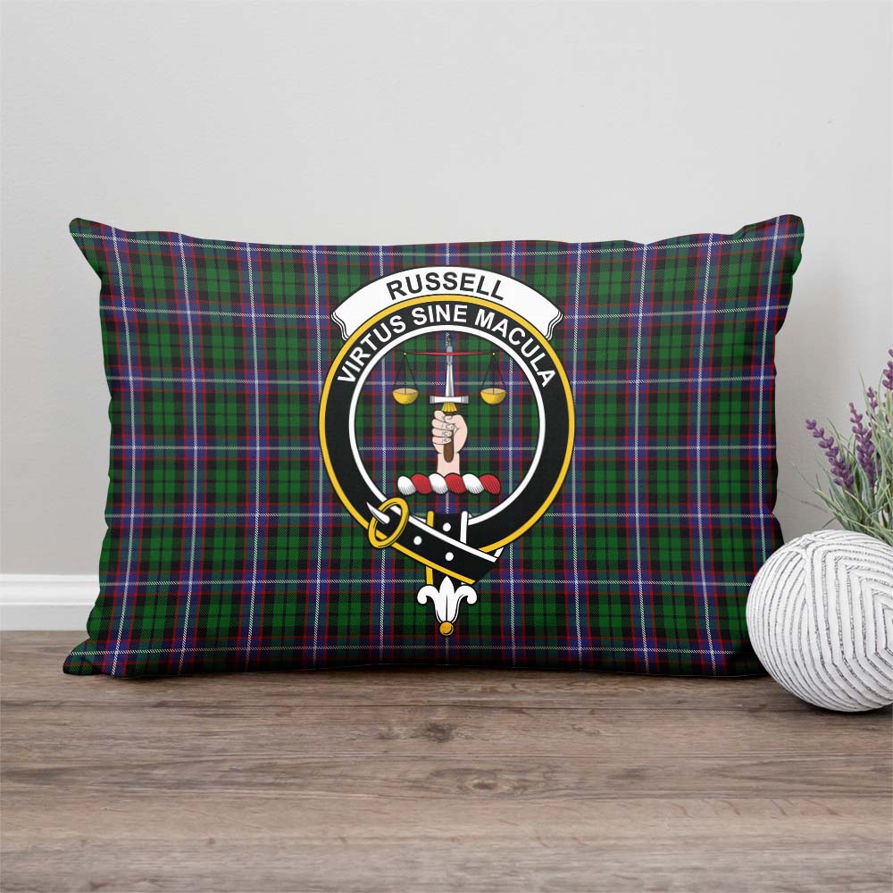 Russell Tartan Pillow Cover with Family Crest Rectangle Pillow Cover - Tartanvibesclothing