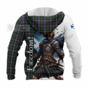 Russell Crest Tartan Knitted Hoodie Inspired by the Freedom of Scottish Warrior