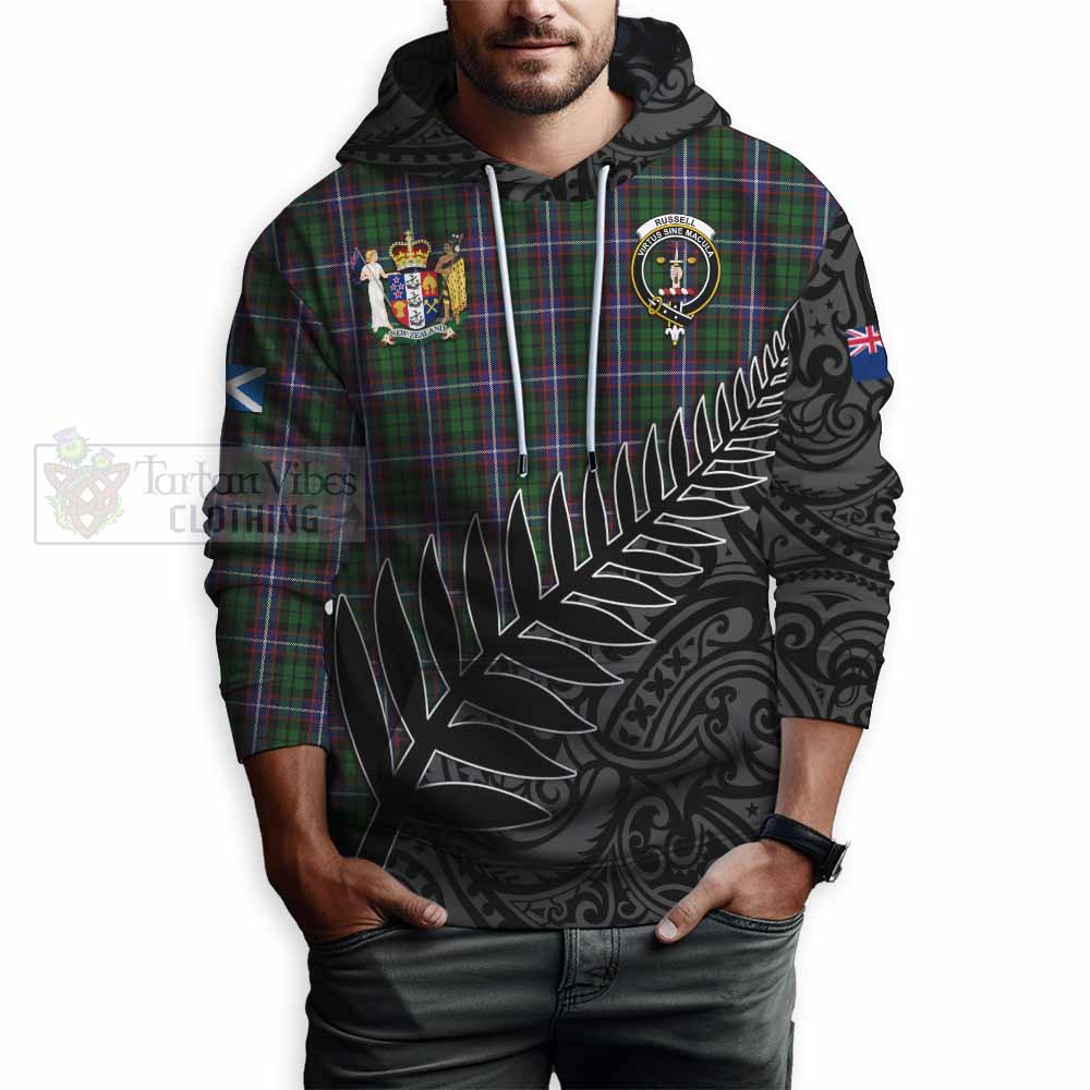 Tartan Vibes Clothing Russell Crest Tartan Hoodie with New Zealand Silver Fern Half Style