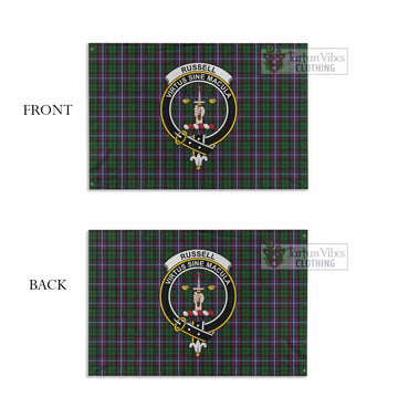 Russell Tartan House Flag with Family Crest