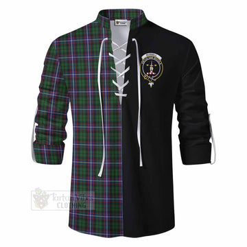 Russell Tartan Ghillie Kilt Shirt with Family Crest and Half Of Me Style