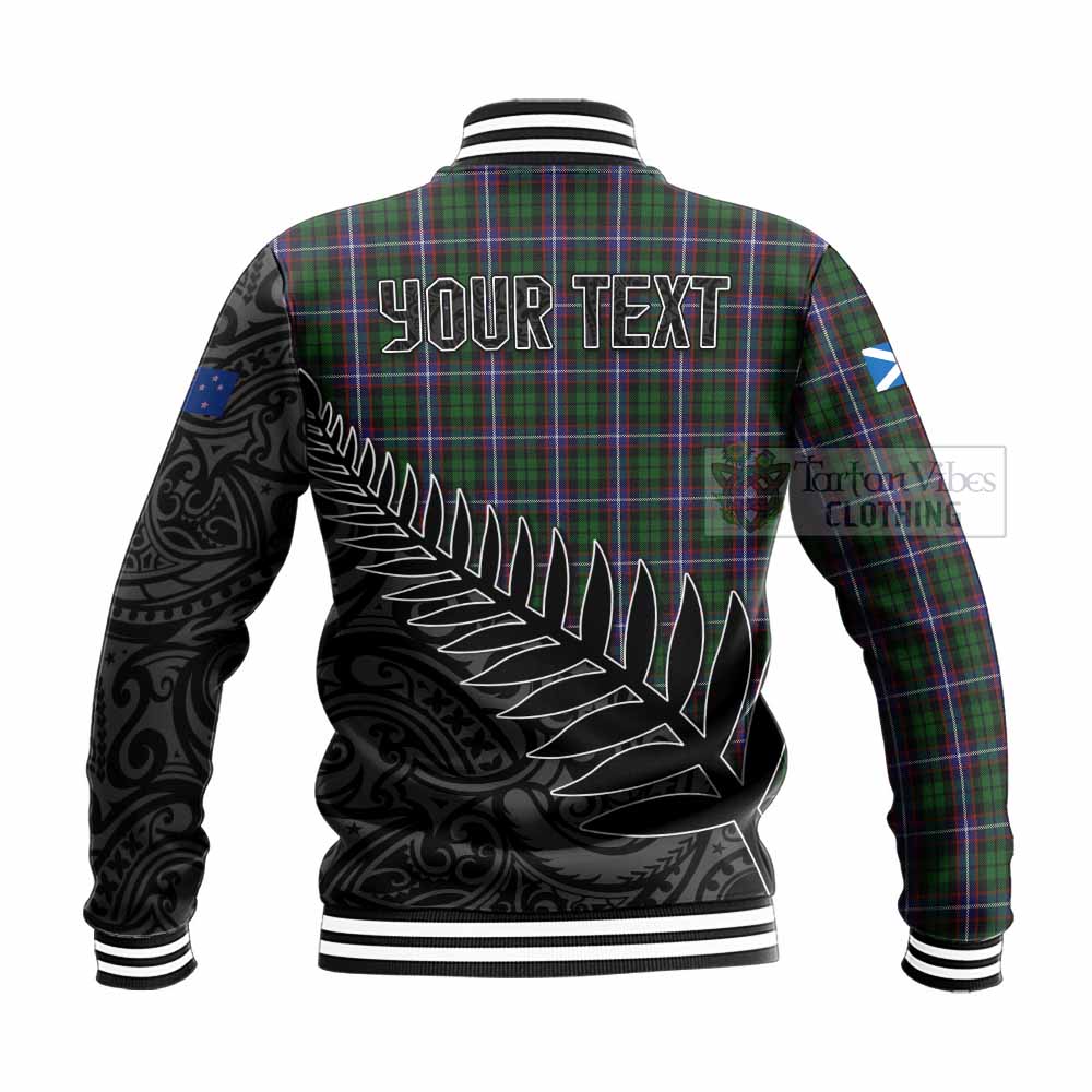 Tartan Vibes Clothing Russell Crest Tartan Baseball Jacket with New Zealand Silver Fern Half Style