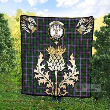 Russell Tartan Quilt with Family Crest and Golden Thistle Style