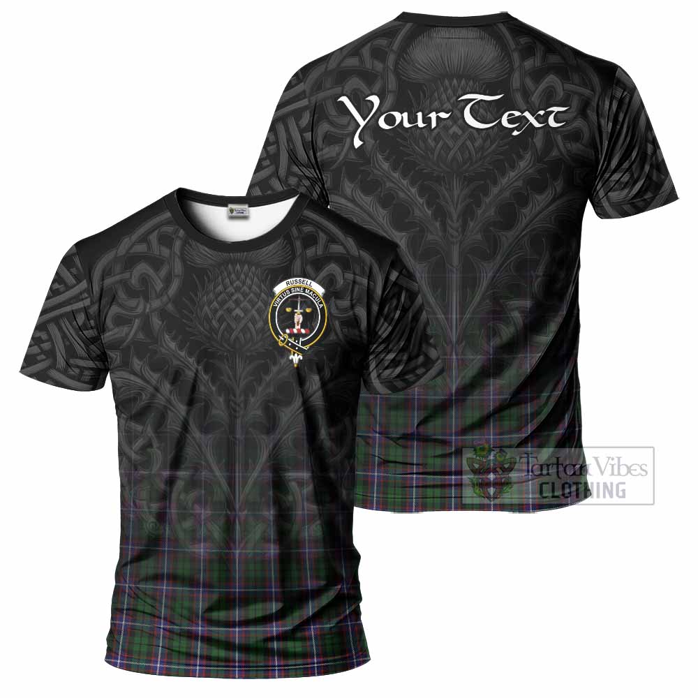 Tartan Vibes Clothing Russell Tartan T-Shirt with Family Crest Celtic Thistle Vibes