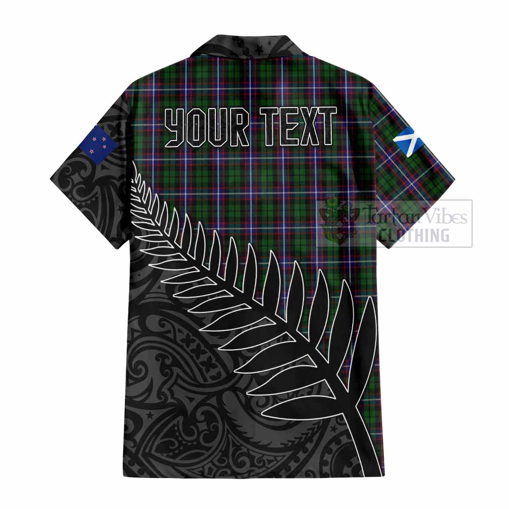 Tartan Vibes Clothing Russell Crest Tartan Short Sleeve Button Shirt with New Zealand Silver Fern Half Style