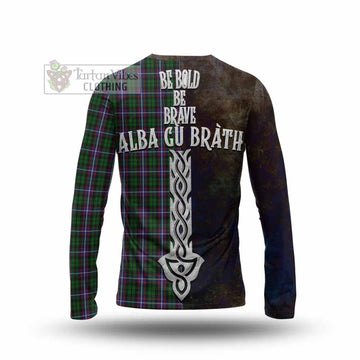 Russell Tartan Family Crest Long Sleeve T-Shirt Alba Gu Brath Be Brave Lion Ancient Style - Tartan Vibes Clothing