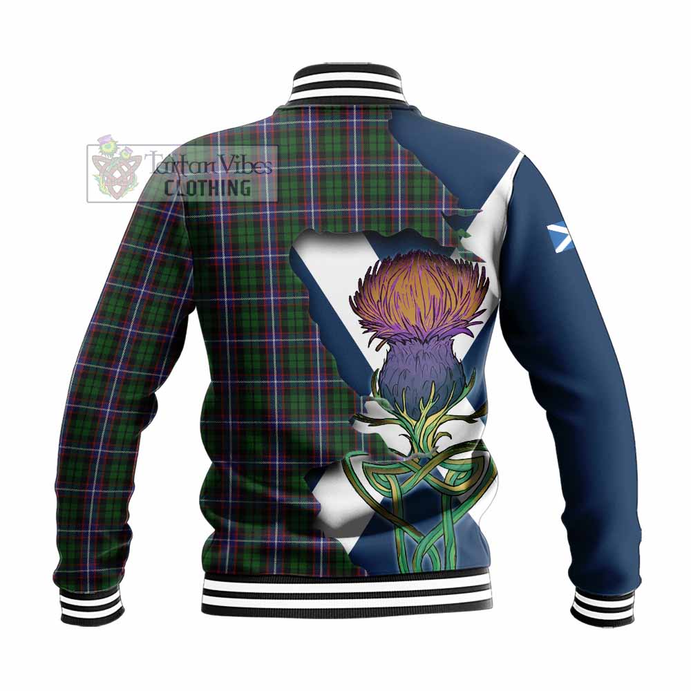 Russell Tartan Family Crest Baseball Jacket Scottish Thistle Celtic Inspired - Tartan Vibes Clothing