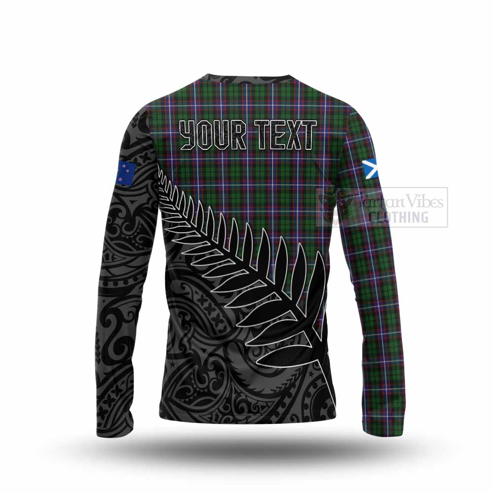 Tartan Vibes Clothing Russell Crest Tartan Long Sleeve T-Shirt with New Zealand Silver Fern Half Style