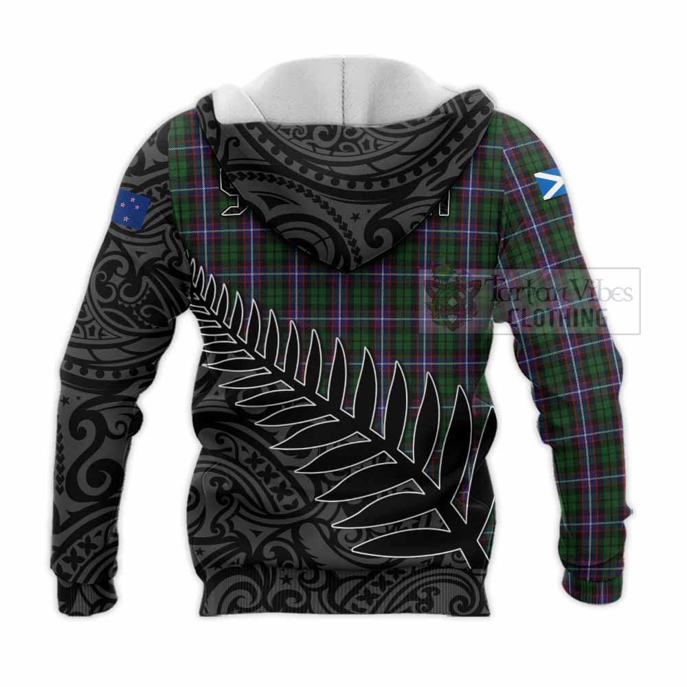 Tartan Vibes Clothing Russell Crest Tartan Knitted Hoodie with New Zealand Silver Fern Half Style