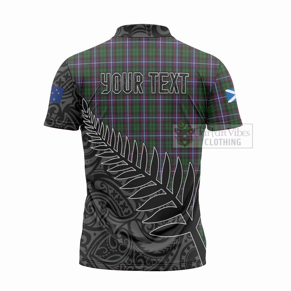 Tartan Vibes Clothing Russell Crest Tartan Zipper Polo Shirt with New Zealand Silver Fern Half Style