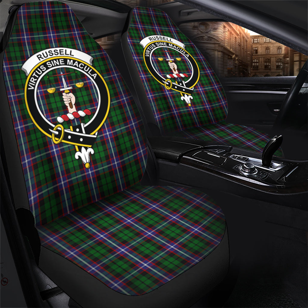 Russell Tartan Car Seat Cover with Family Crest - Tartanvibesclothing