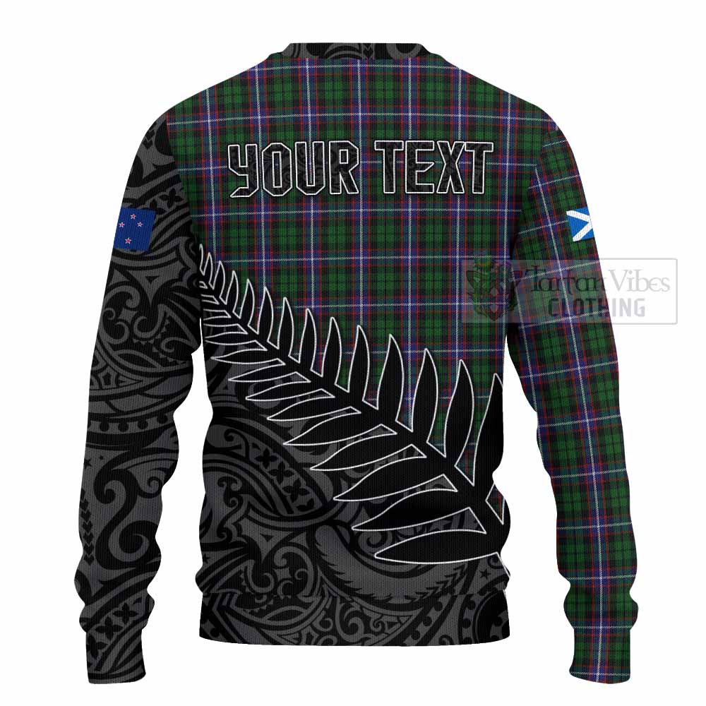 Tartan Vibes Clothing Russell Crest Tartan Knitted Sweater with New Zealand Silver Fern Half Style