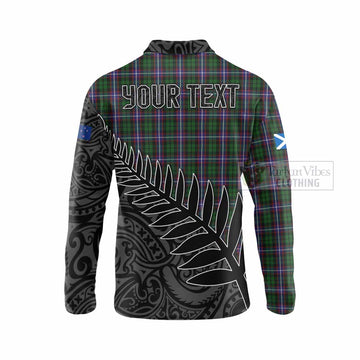 Russell Crest Tartan Long Sleeve Polo Shirt with New Zealand Silver Fern Half Style